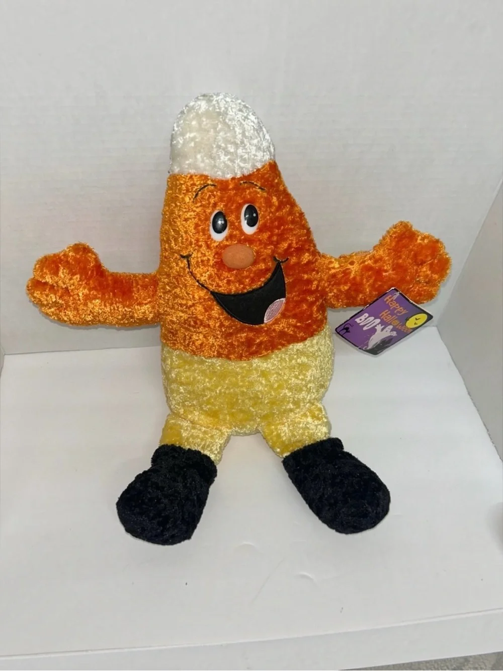 Vintage 2002 Kids of America Candy Corn Plush Halloween BOO Tag 15” Stuffed Toy
